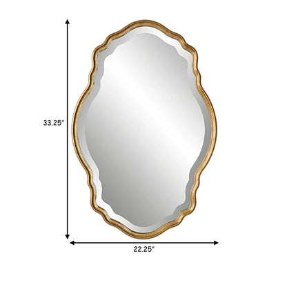 33 Inch Wood Wall Mirror, Elongated Quatrefoil, Gold, Saltoro Sherpi