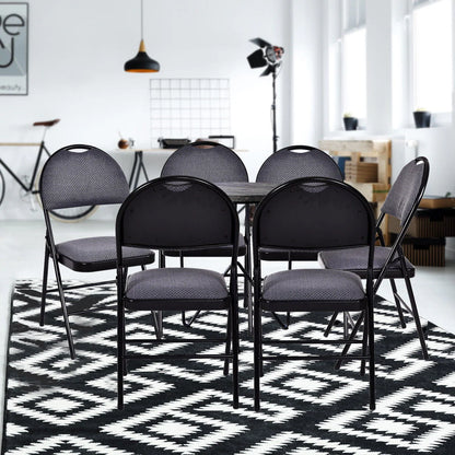 Costway Set of 6 Folding Chairs Fabric Upholstered Padded Seat Metal Frame Home Office