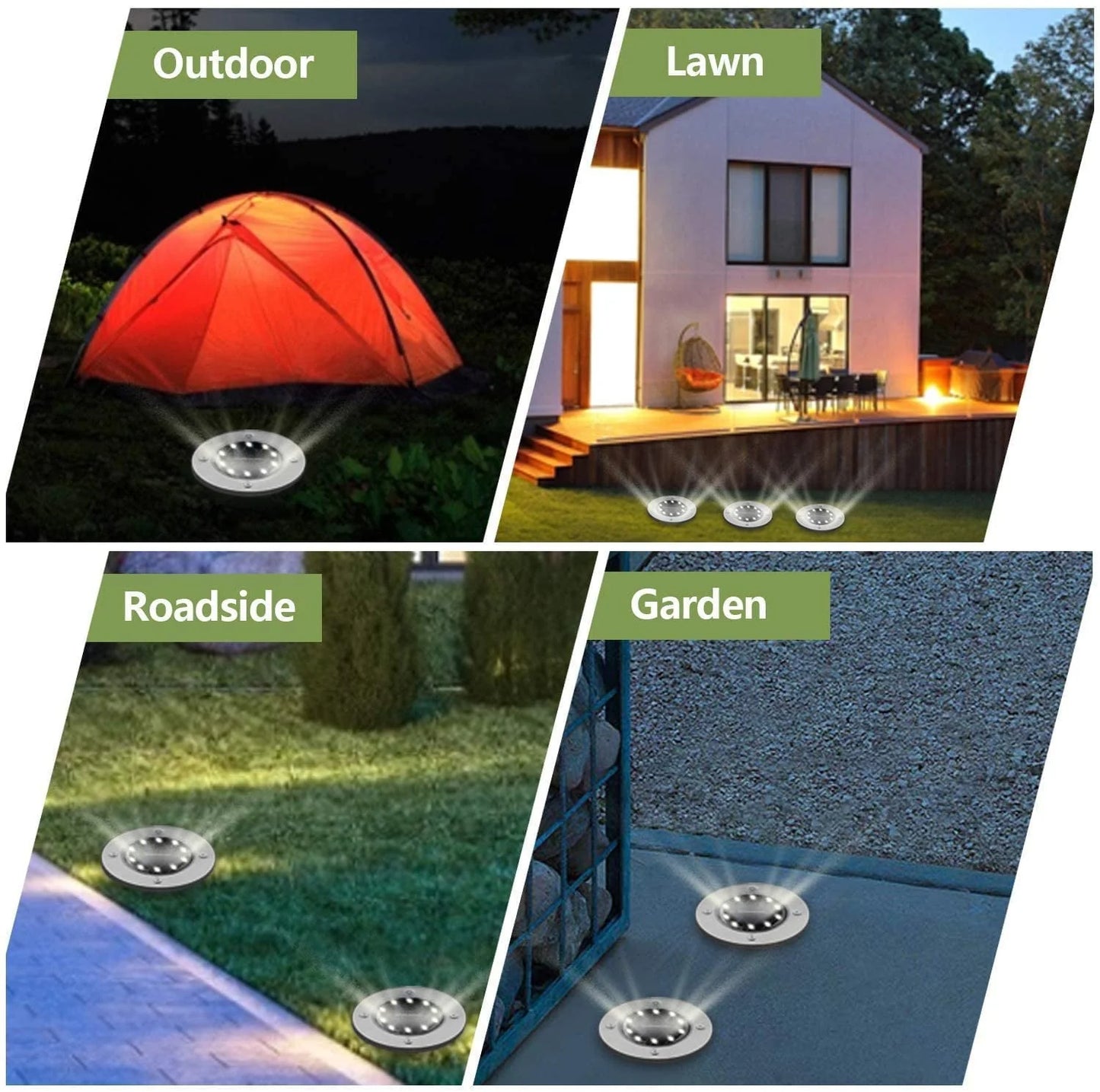 Solar Garden Lights Outdoor 16 LED In-ground Lights Landscape Lighting Stainless Steel Pathway Lights for Walkway Patio Yard Lawn Driveway Flowerbed Courtyard,(4 Pack)