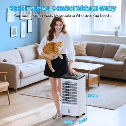 Windowless Air Conditioners, 4 In 1 Portable Swamp Cooler with 2 Water Tanks, Room Air Conditioner with 4 Ice Packs, Remote, 12H Timer, 3 Speeds 4 Modes, Ductless Cooler for Indoor Home Office