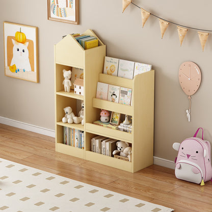 PAPROOS Kids Bookshelf, Wooden Kids Bookcase with Toy Storage Organizer Cabinet, Children Multi Shelf Cubby for Classroom, Kids Bedroom, Nursery, Wood