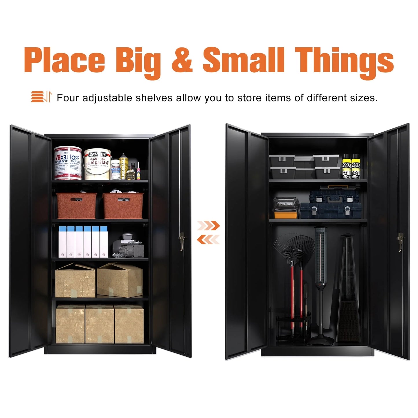Supeer Black Metal Storage Cabinet, 72" Locking Steel Storage Cabinet with Shelves, Tall Metal Garage Cabinet Lockable Cabinets for Home Office