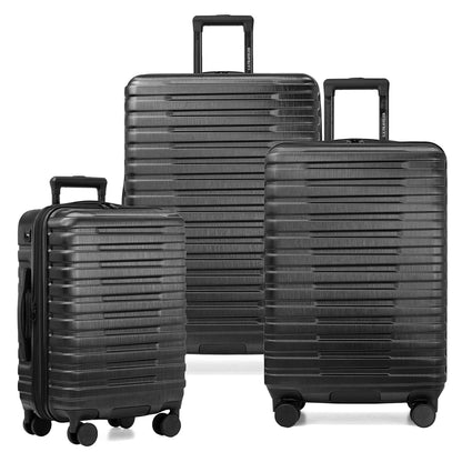 U.S. Traveler Boren Hardside Rugged Spinner Luggage Set w/USB Port, Navy, 3-Piece (22/26/30)