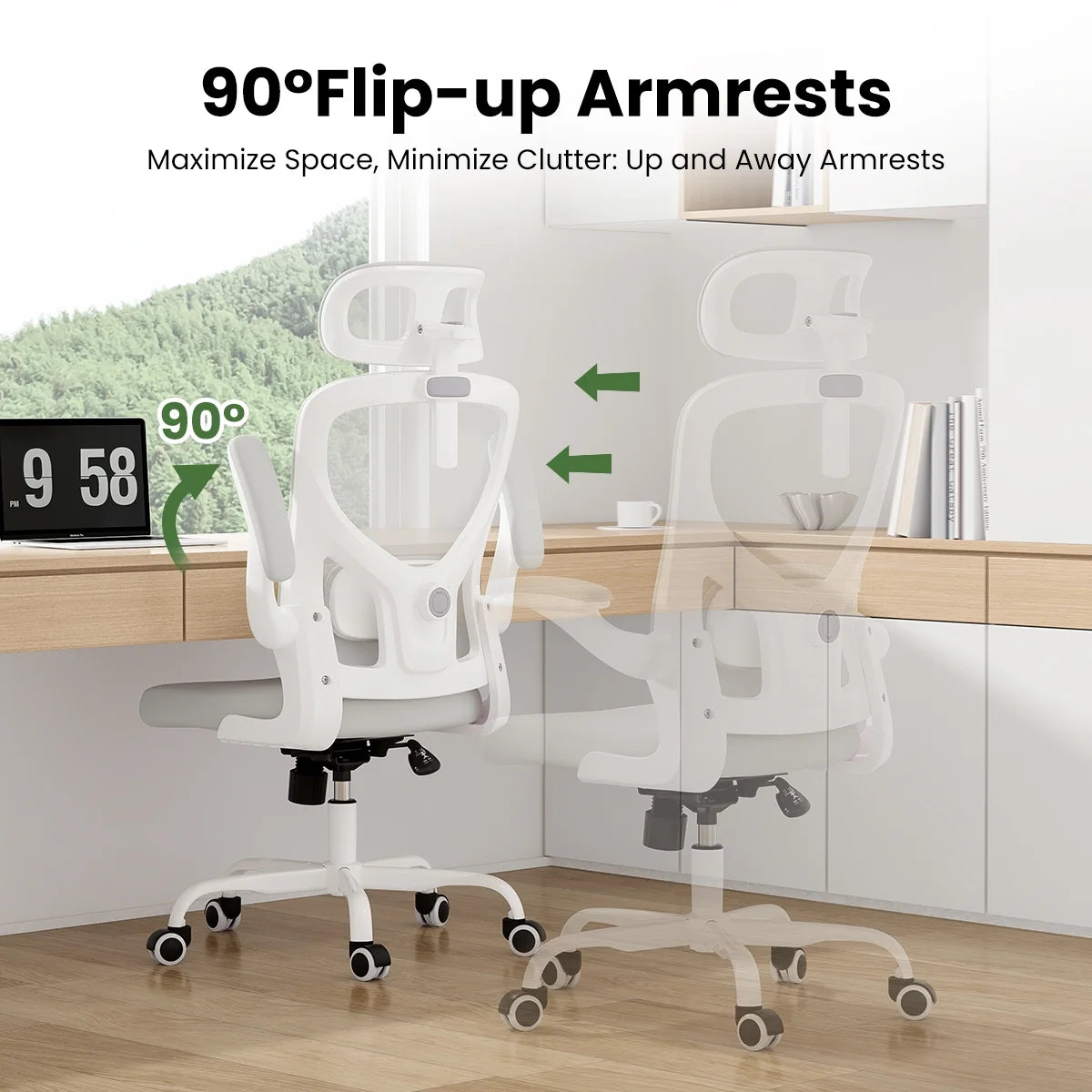 Ergonomic Office Chair,Home Office Desk Chair with Headrest,High Back Computer Chair with Armrests and Adjustable Lumbar Support for Home Office Study Room