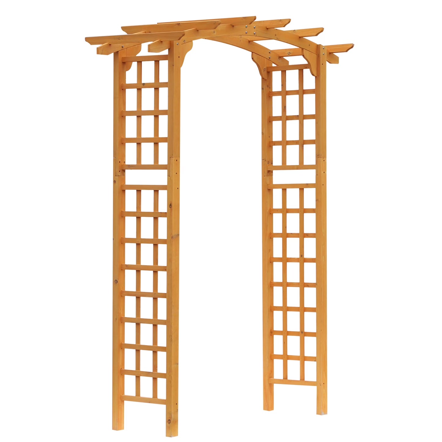 CAMSCH 85'' Premium Outdoor Wooden Arbor Arch with Trellis, Straight top, Pergola Arch for Climbing Plants, Wood Garden Yard Lattice, Wedding Arch for Ceremony, 63''(L) x 26''(W) x 85''(H)