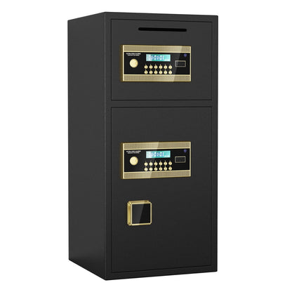 Large Double Door Security Safe Box, 6.0 Cubic Feet Home Safe Lock Box with Big Fireproof Waterproof Safe Bag, 25.6 in Digital Safes with Dual Alarm and Hidden Code Function for Home Office, Black