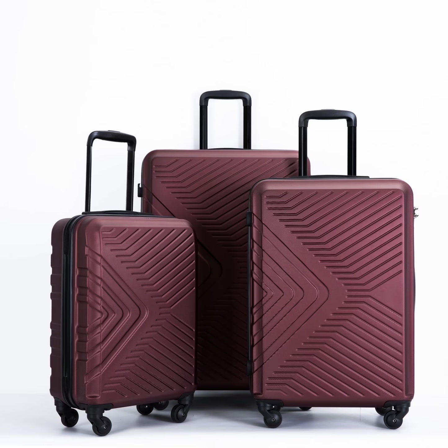 Travelhouse 3 Piece Hardshell Luggage Set Hardside Lightweight Suitcase with TSA Lock Spinner Wheels 20in24in28in.(Black)
