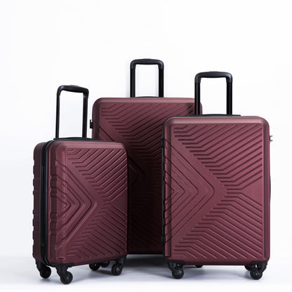 Travelhouse 3 Piece Hardshell Luggage Set Hardside Lightweight Suitcase with TSA Lock Spinner Wheels 20in24in28in.(Black)