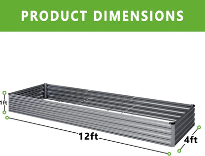 2PCS 12x2x1FT Galvanized Raised Garden Bed Kit,Vegetable Boxes-Rectangle Metal Flower Box,Large Planter Raised Beds Outdoor Garden for Planting,Fruit,Herb-Black