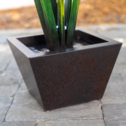 XBrand Metal Sculptural Multi-tiered Flower Water Fountain, Black & White, 39" Tall, w/LED Lights