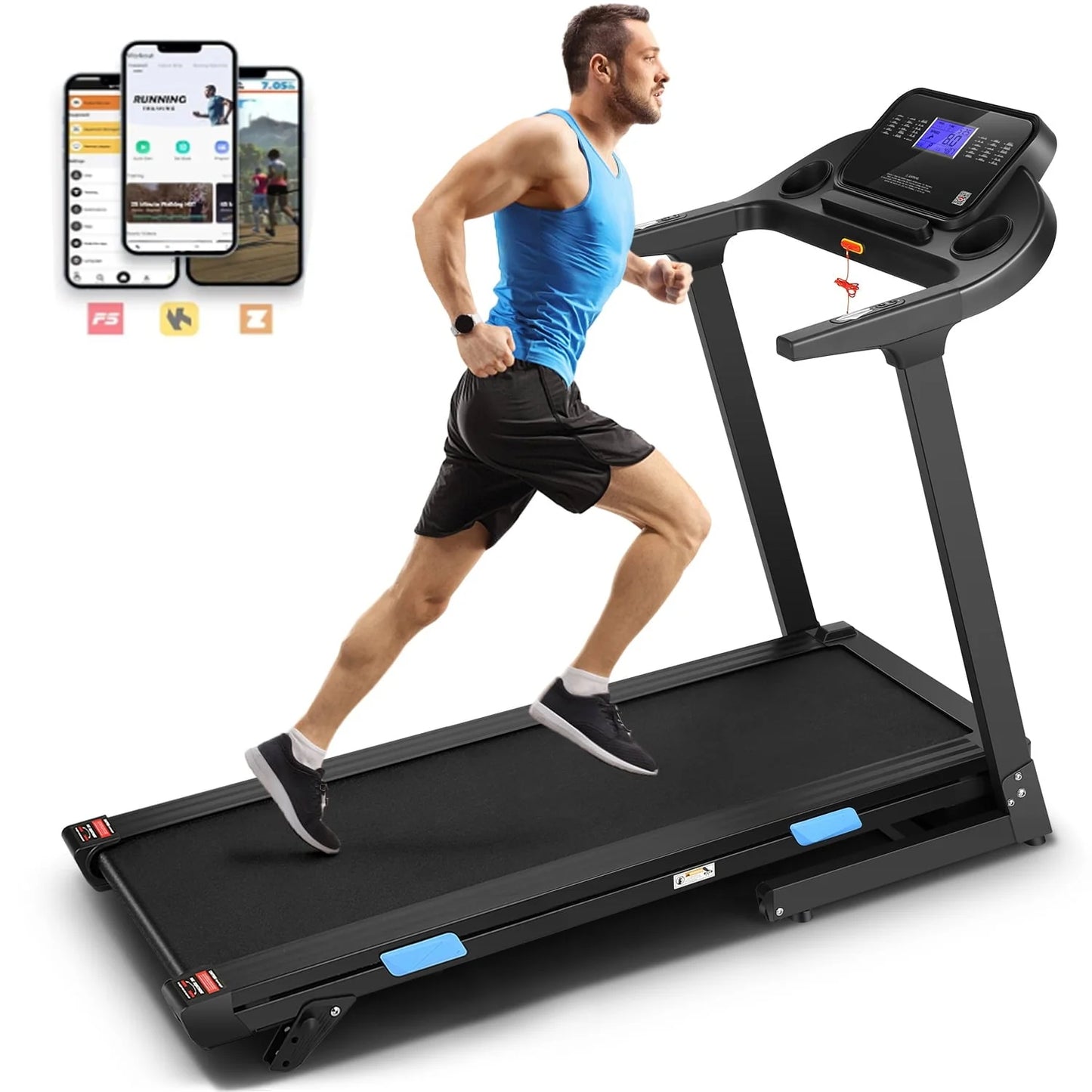 300LBS Capacity Treadmill, 3.25 HP Treadmill with Incline & 18-inch Wide Belt & APP & Bluetooth Speakers, Electric Folding Treadmills for Home Office Gym, Indoor Walking Running Exercise Machine