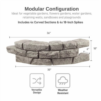 RTS Home Accents Rock Lock Raised Garden Bed Curved Rock (Pack of 4)