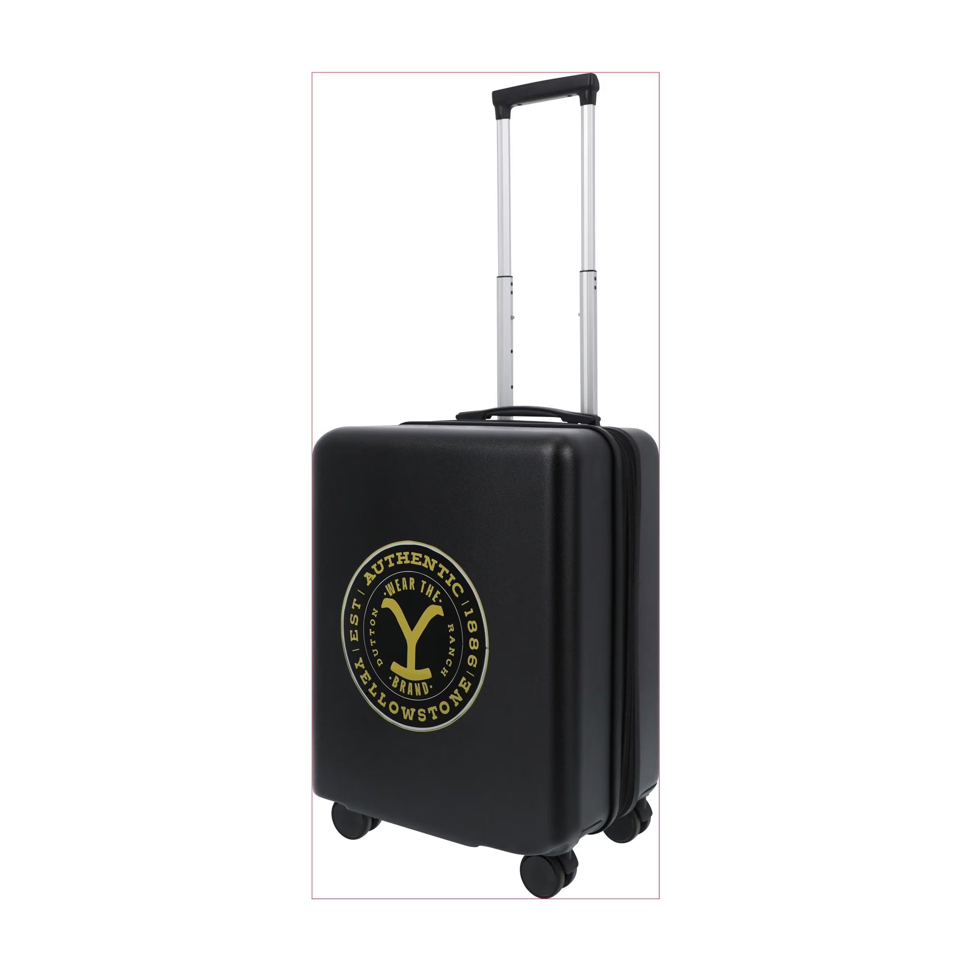 Yellowstone 22.5 Inch Carry On Luggage, Dutton Ranch Hardshell Rolling Suitcase with Spinner Wheels, Black