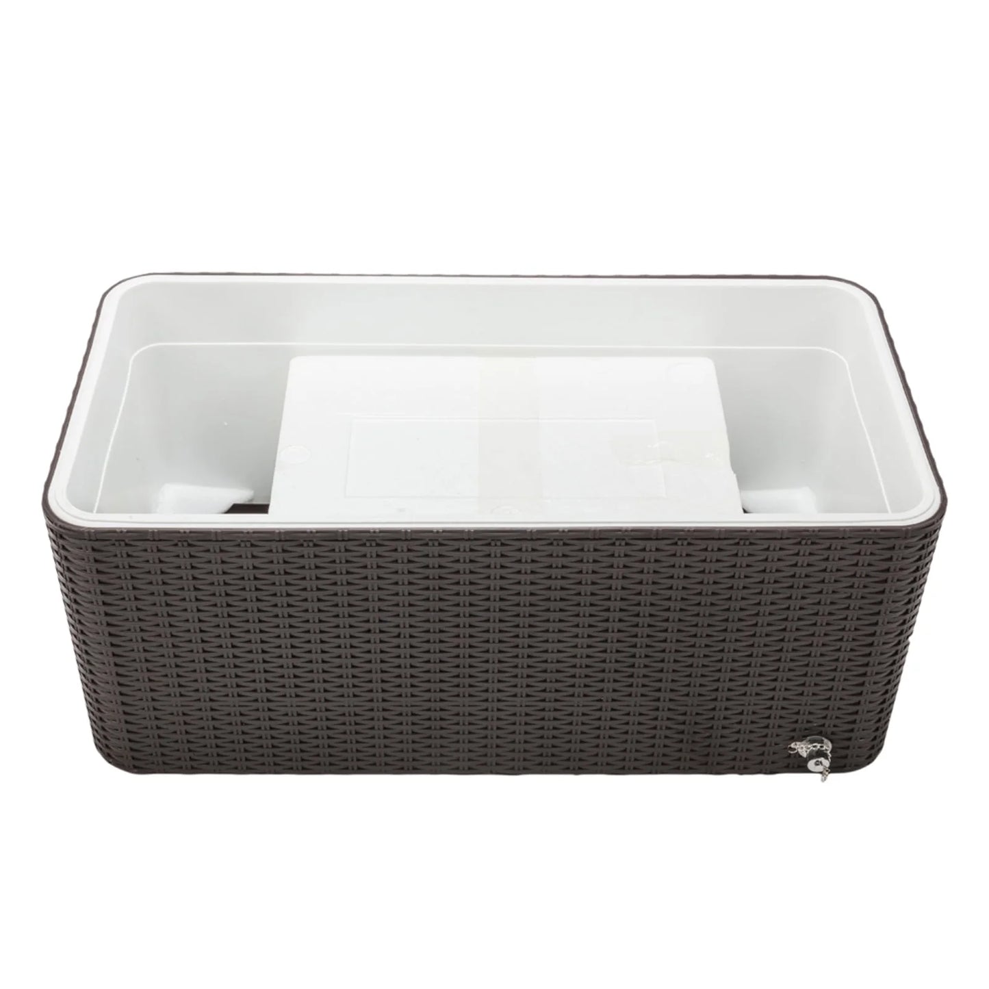 80QT Rattan Cooler with Shelf & Wheels - Insulated Outdoor Beverage Ice Chest for Parties, Patios, & Events - Durable Woven Design, Stainless Steel Accents, Keeps Cool 48 Hrs