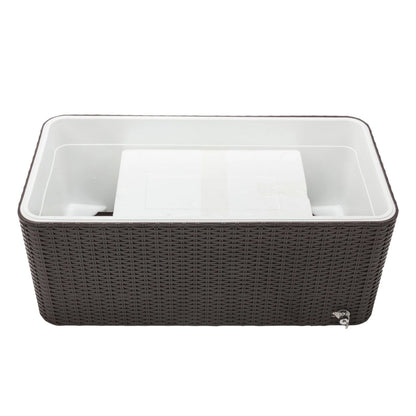 80QT Rattan Cooler with Shelf & Wheels - Insulated Outdoor Beverage Ice Chest for Parties, Patios, & Events - Durable Woven Design, Stainless Steel Accents, Keeps Cool 48 Hrs