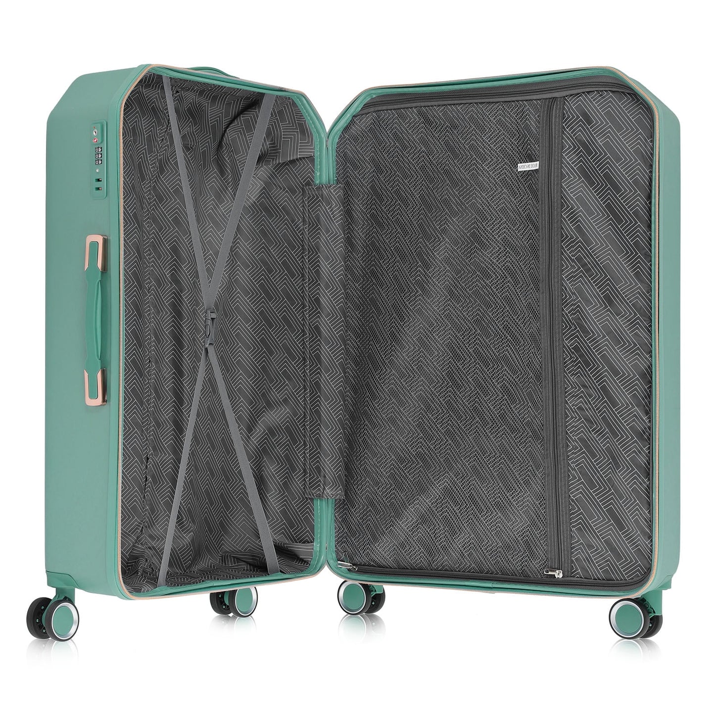 Luggage 3-Pieces Set PC+ABS Durable Suitcase Sets Rose Gold 20"24"28"
