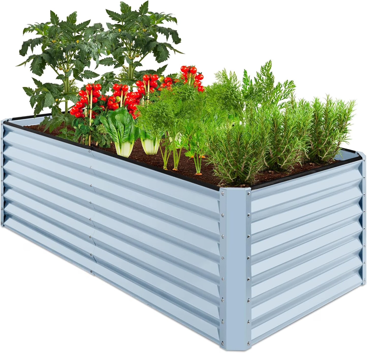 Gloaa 6x3x2ft Outdoor Metal Raised Garden Bed, Deep Root Box Planter for Vegetables, Flowers, Herbs, and Succulents w/269 Gallon CapacitySage Green