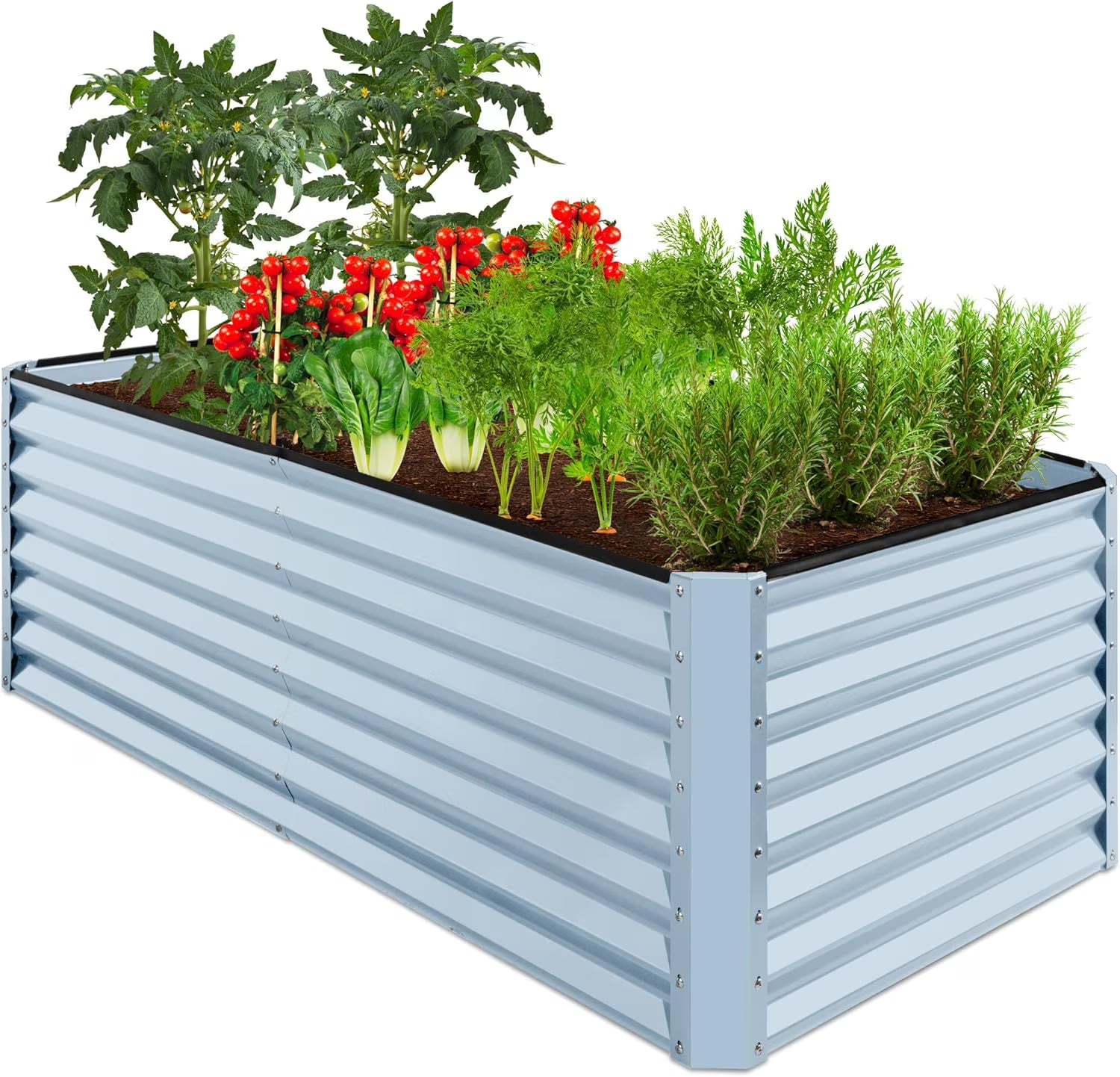 Gloaa 6x3x2ft Outdoor Metal Raised Garden Bed, Deep Root Box Planter for Vegetables, Flowers, Herbs, and Succulents w/269 Gallon CapacitySage Green