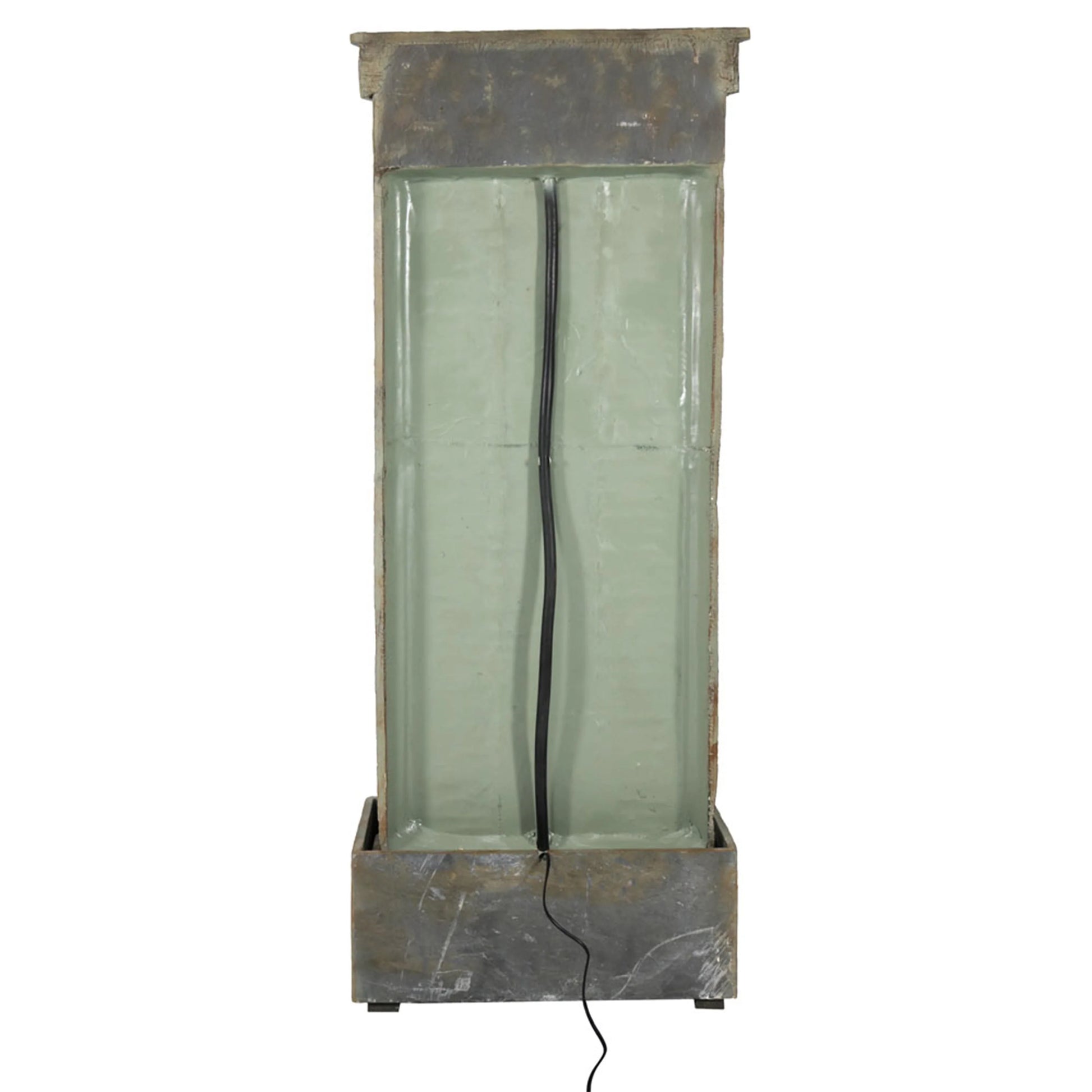 Sunnydaze 48"H Electric Natural Slate with Copper Accents Rippled Column Outdoor Water Fountain with LED Spotlight