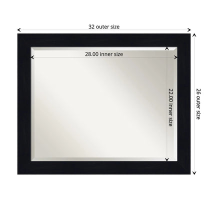 Amanti Art Shiplap Navy Beveled Wood Wall Mirror 26.25 x 32.25 in.