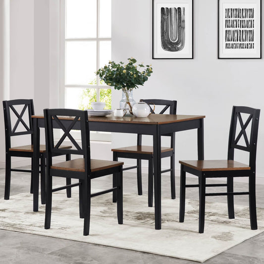 MAYEERTY Eco-Friendly Solid Wood Dining Set Sustainable Dining Table with Black Metal Accents for Home & Restaurant,Light Brown