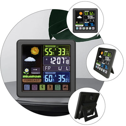 BESTONZON 1Pc LED Colour Screen Weather Clock Indoor Wireless Sensor Weather Clock