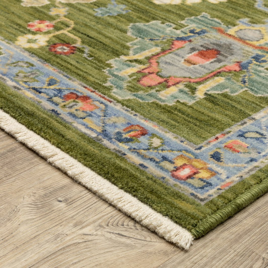 Oriental Weavers Lucca Wool Blend Area Rug - 2863E - 5'3" x 7'6" - in Green/Multi - Vintage Inspired, Wool Blend, Bedroom, Office Rug