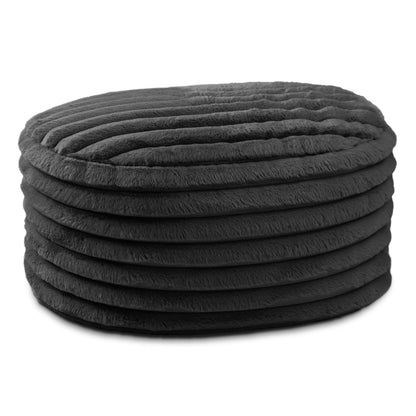 Jaxx Paran Accent Pouf - Fluffy Faux Fur Ottoman for Modern Interior Design, Large, Black