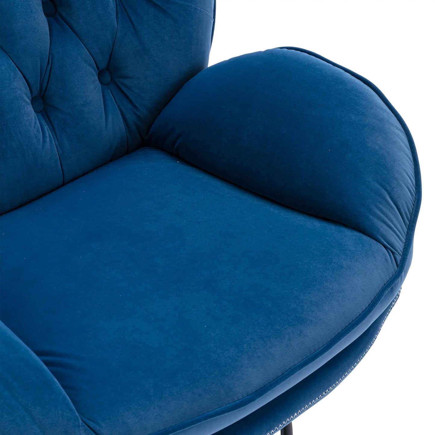 Swivel Accent Chair with Ottoman, Velvet Accent chair with Footrest, Mid-Century Modern Lounge Chair and Ottoman Set, Reading Chair for Living Room, Bedroom, Reading Room, Home Office, Blue