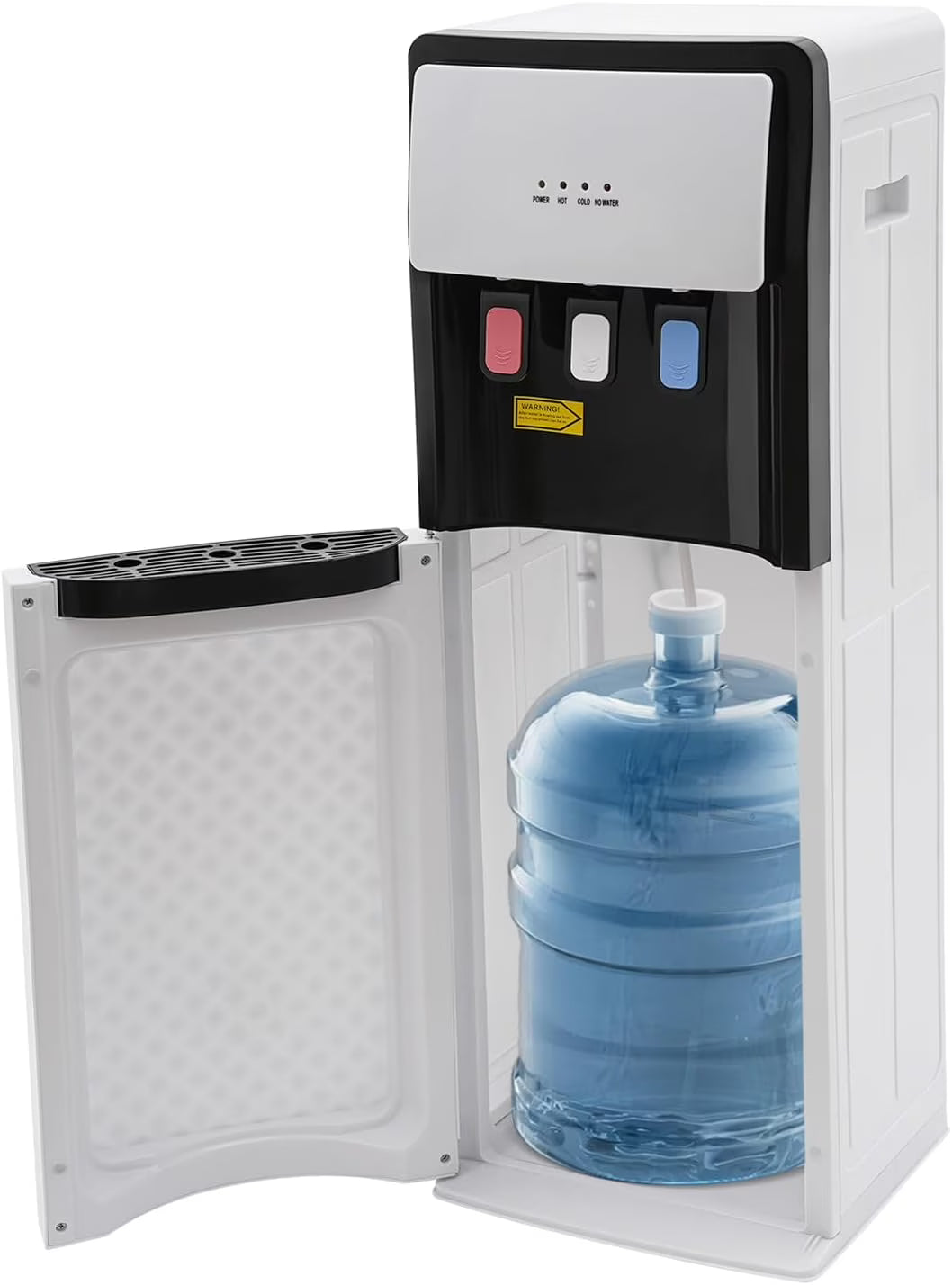 Bottom Loading Water Cooler Dispenser, Storage Cabinet Drinking Fountain Hot & Cold Standing Water Dispenser with Anti-Scalding Design Safety Lock for Home Office (Silver Grey)