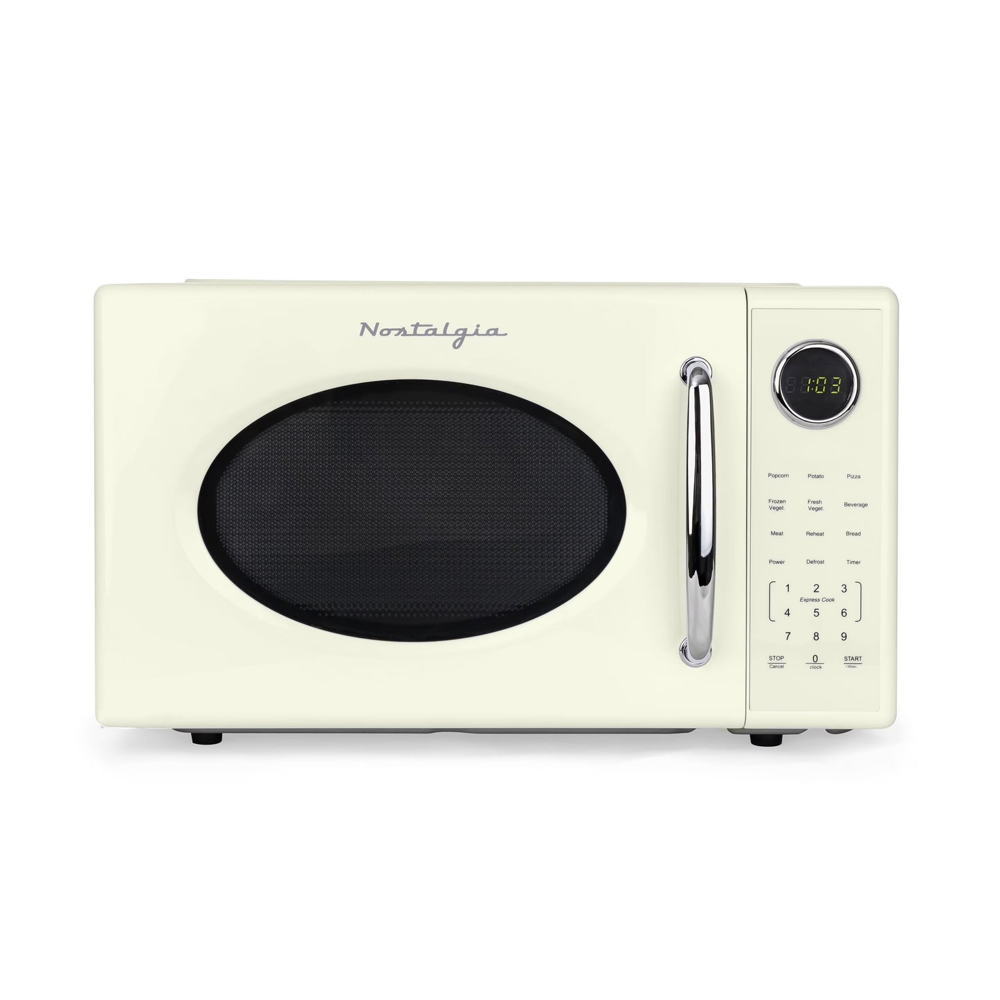 Nostalgia Retro Microwave Oven - 1.1 Cu Ft & 1000-Watt Countertop Size with Glass Turntable, Child Safety Lock, 8 Auto-Cook Programs & Digital Clock - Black