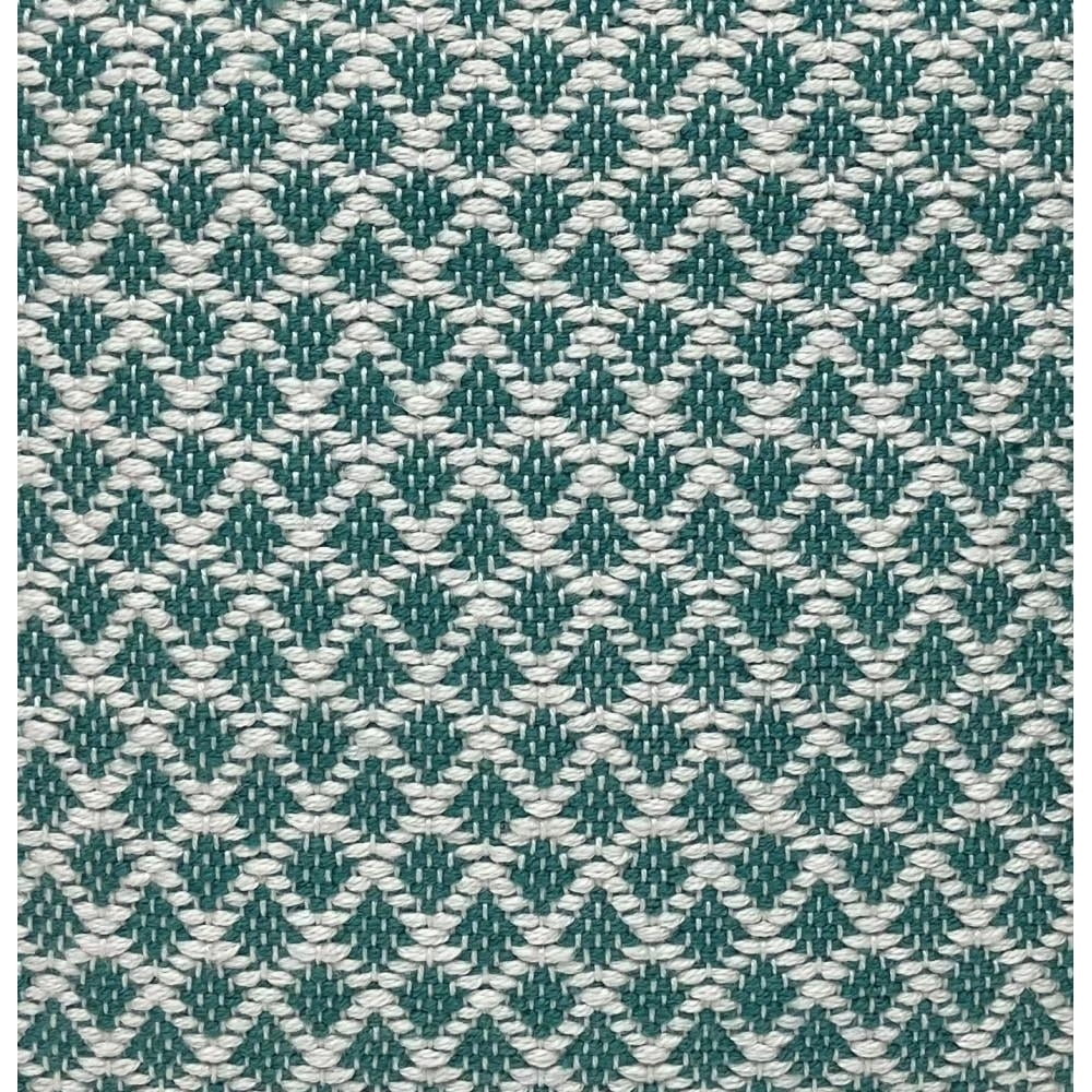 Simpli Home Leah Boho Square Woven Pouf in Turquoise and White