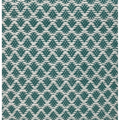 Simpli Home Leah Boho Square Woven Pouf in Turquoise and White