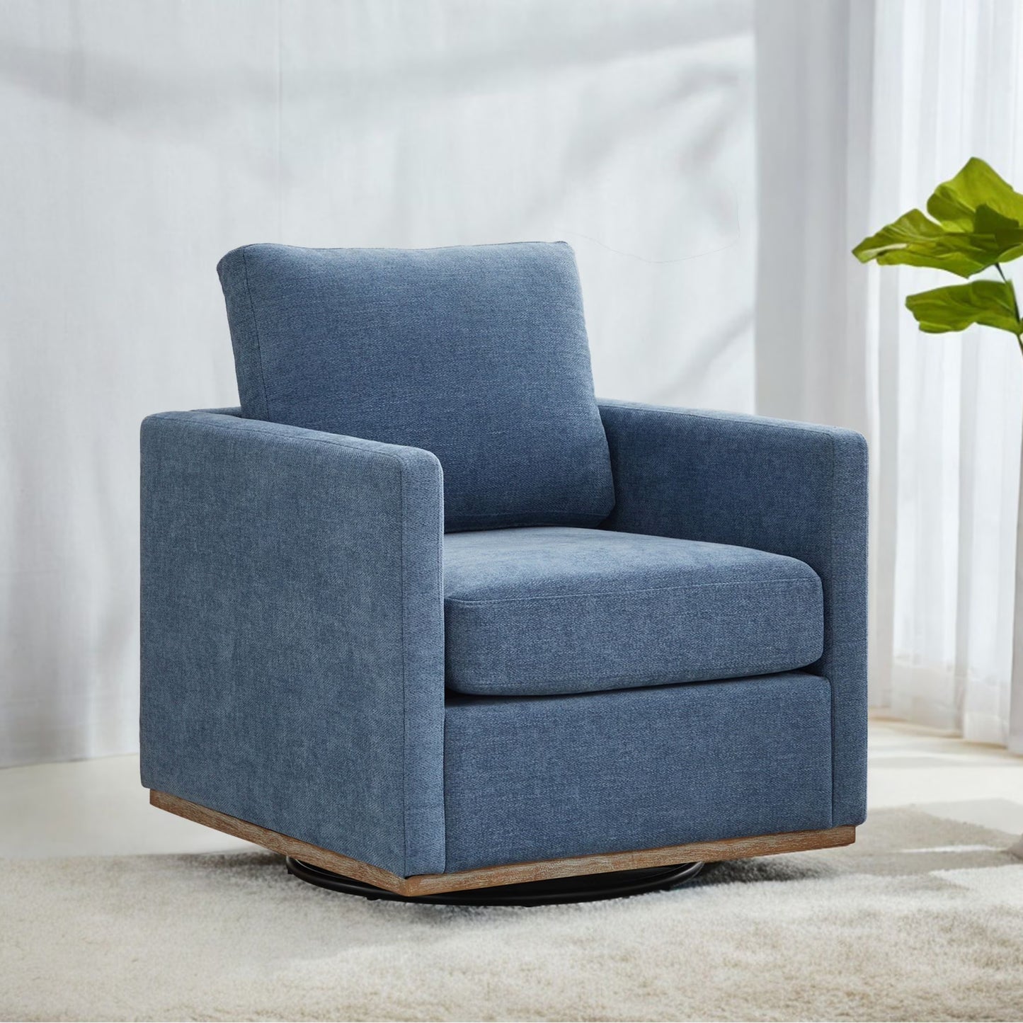 Swivel Accent Chair360 Degree Square Swivel Chair for Living Room, Mid Century Modern Upholstered Swivel Barrel Chair,Comfy Sofa Armchairs for Bedroom,Nursery,Chenille(Beige)
