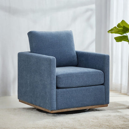Swivel Accent Chair360 Degree Square Swivel Chair for Living Room, Mid Century Modern Upholstered Swivel Barrel Chair,Comfy Sofa Armchairs for Bedroom,Nursery,Chenille(Beige)