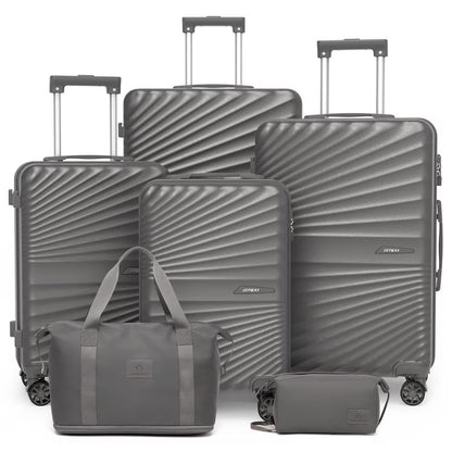 Joyway 6-Piece Hardside Luggage Set with Spinner Wheels and TSA Lock, Lightweight Carry-On Luggage Set for School, Travel, Weekend (Black)