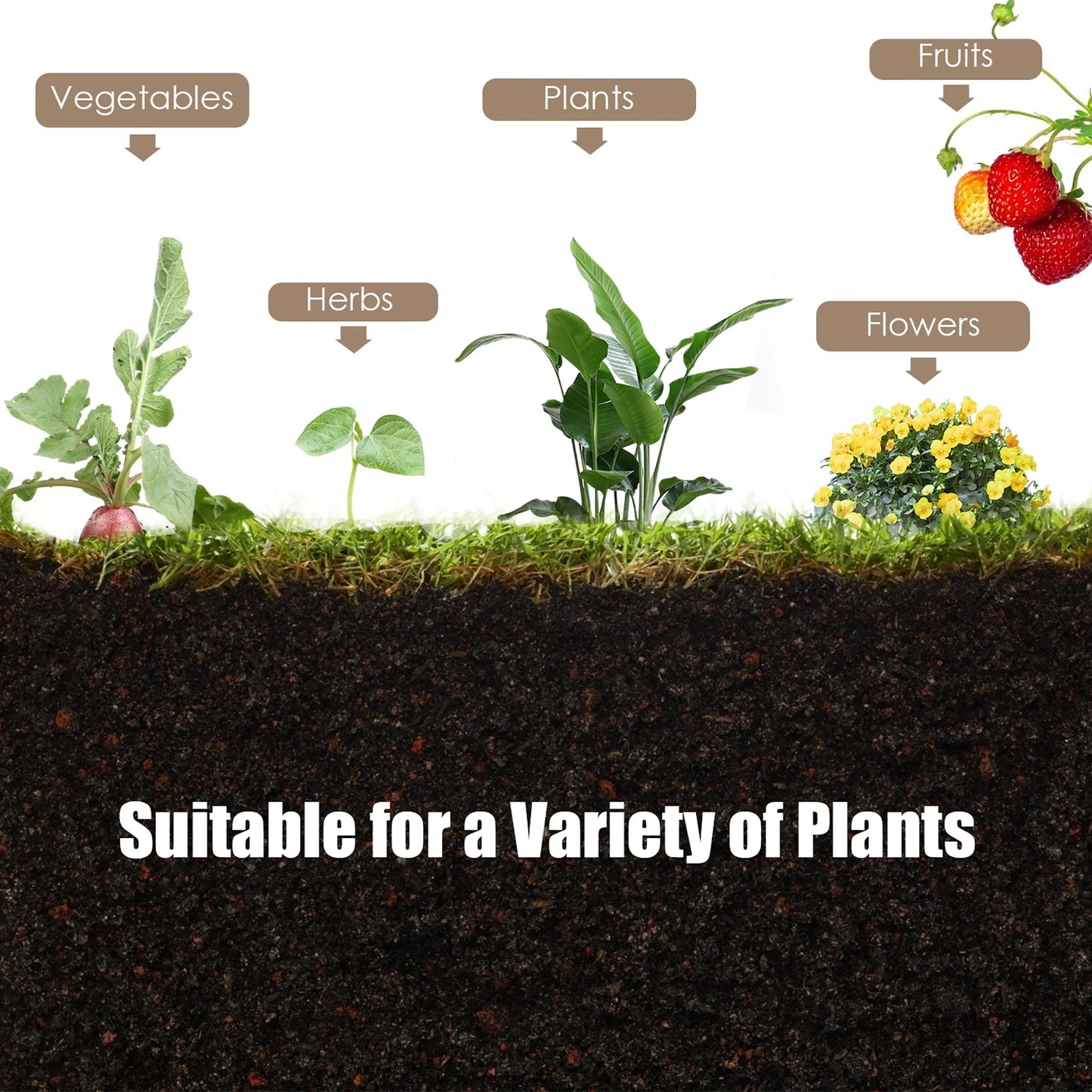 Costway Raised Garden Bed Elevated Planter Box Wood for Vegetable Flower Herb