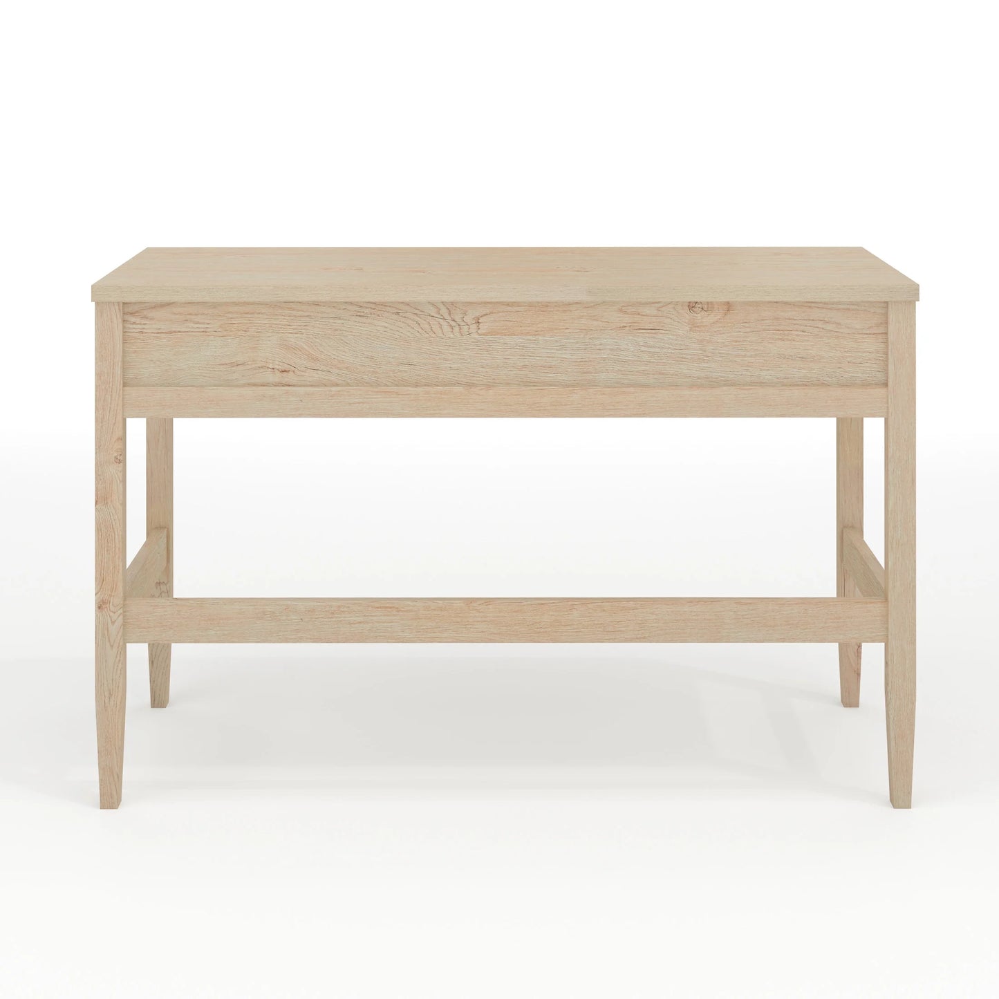 Martha Stewart Home Office Writing Desk with Tapered Legs in Light Natural with Antique Bronze Hardware