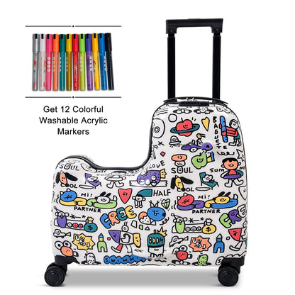 Fridtrip 22 inch Children's Ride On Luggage with Safety Belt DIY Paint ColorWaterproof Luggage Spinner wheels with Luggage Cover