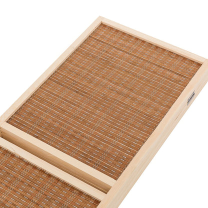THY COLLECTIBLES Freestanding Wood Frame Woven Bamboo 4 Panels Hinged Privacy Panel Screen Partition Wall With 2 Display Shelves Holding Room Divider With Shelves-Bamboo (Brown)