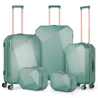 Hikolayae Crossroad Collection Hardside Spinner Luggage Sets in Beige, 5 Piece - TSA Lock