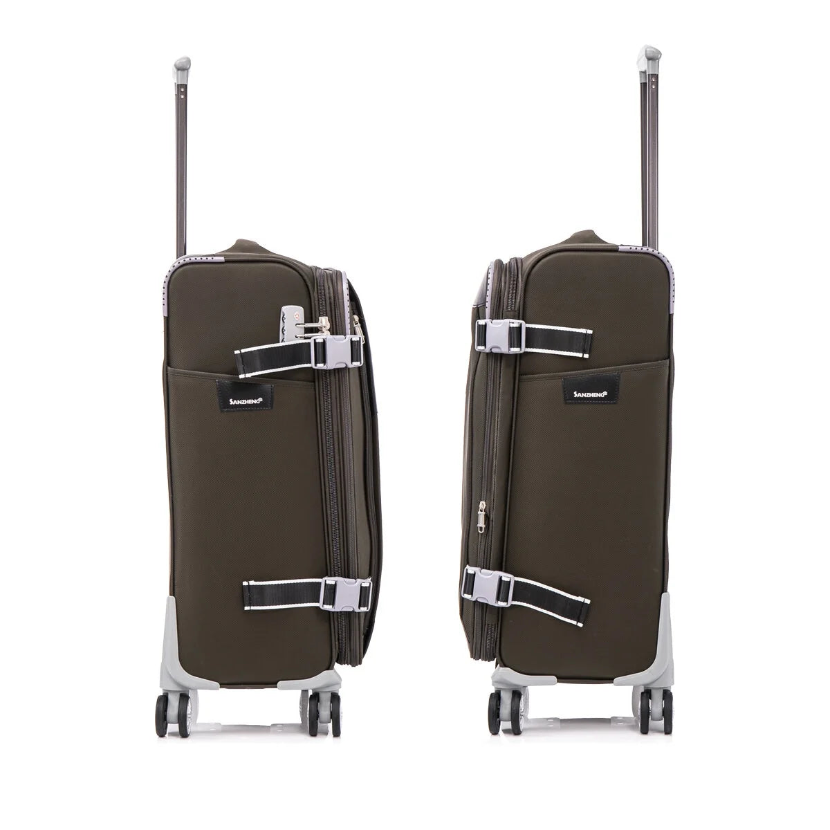 4-Piece Sage Green Softside Luggage Set with Spinner Wheels, Lightweight Expandable Suitcases (20"/24"/28"/32")