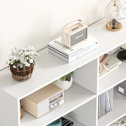 Homfa 74.3° Double Wide 6-Tier Bookcase, Extra Large Wooden Freestanding Display Bookshelf for Home Office Living Room, White