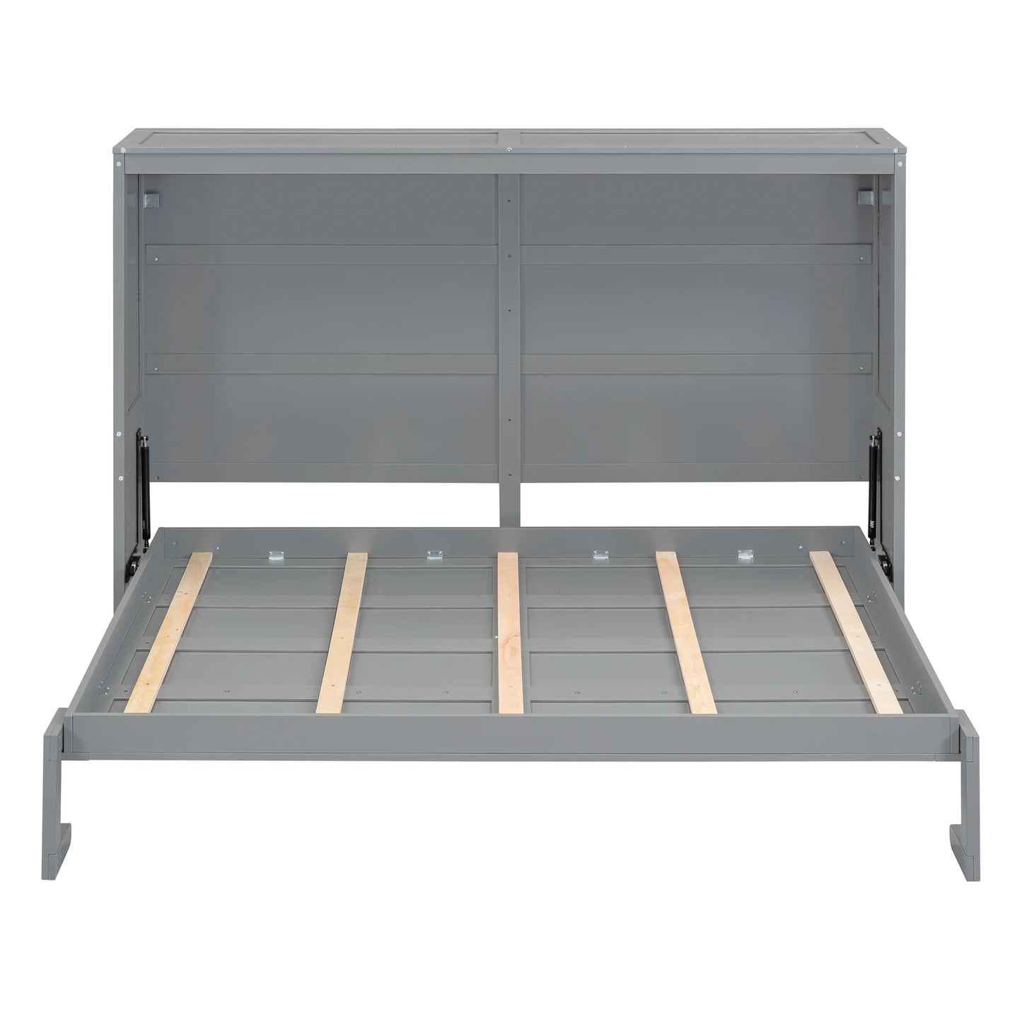 Harper & Bright Designs Full Size Murphy Bed Space-Saving Foldable Wooden Wall Bed with a Shelf for Guest Room Home Office, Gray