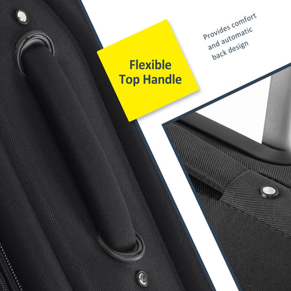 EUROCO 3 Piece Softside Luggage Set,Expandable Suitcase Set with TSA Lock and Spinner Wheels,Lightweight Suitcase for Men Women(20",24",28"),Black