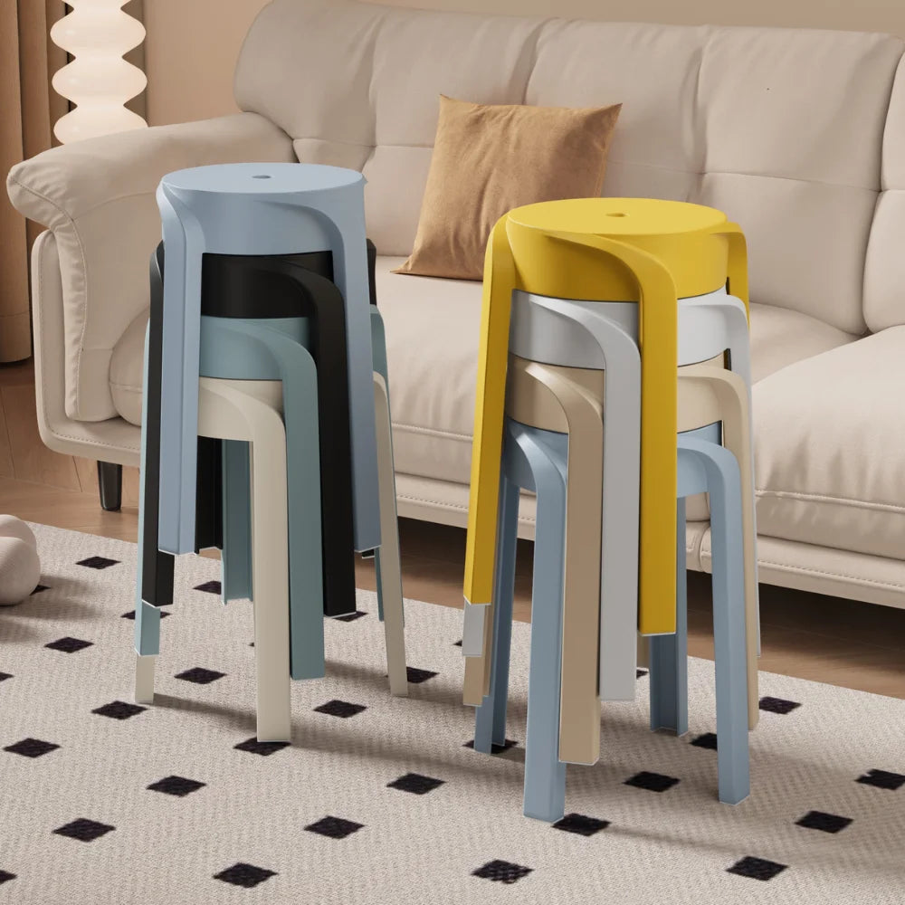 MIFI 6 Pack Stackable Classroom Stools Plastic Stools Nesting Stools Colorful Round Stools Indoor Outdoor Flexible Seating Decorative Stools Chairs for Home Office School Classroom Mustard