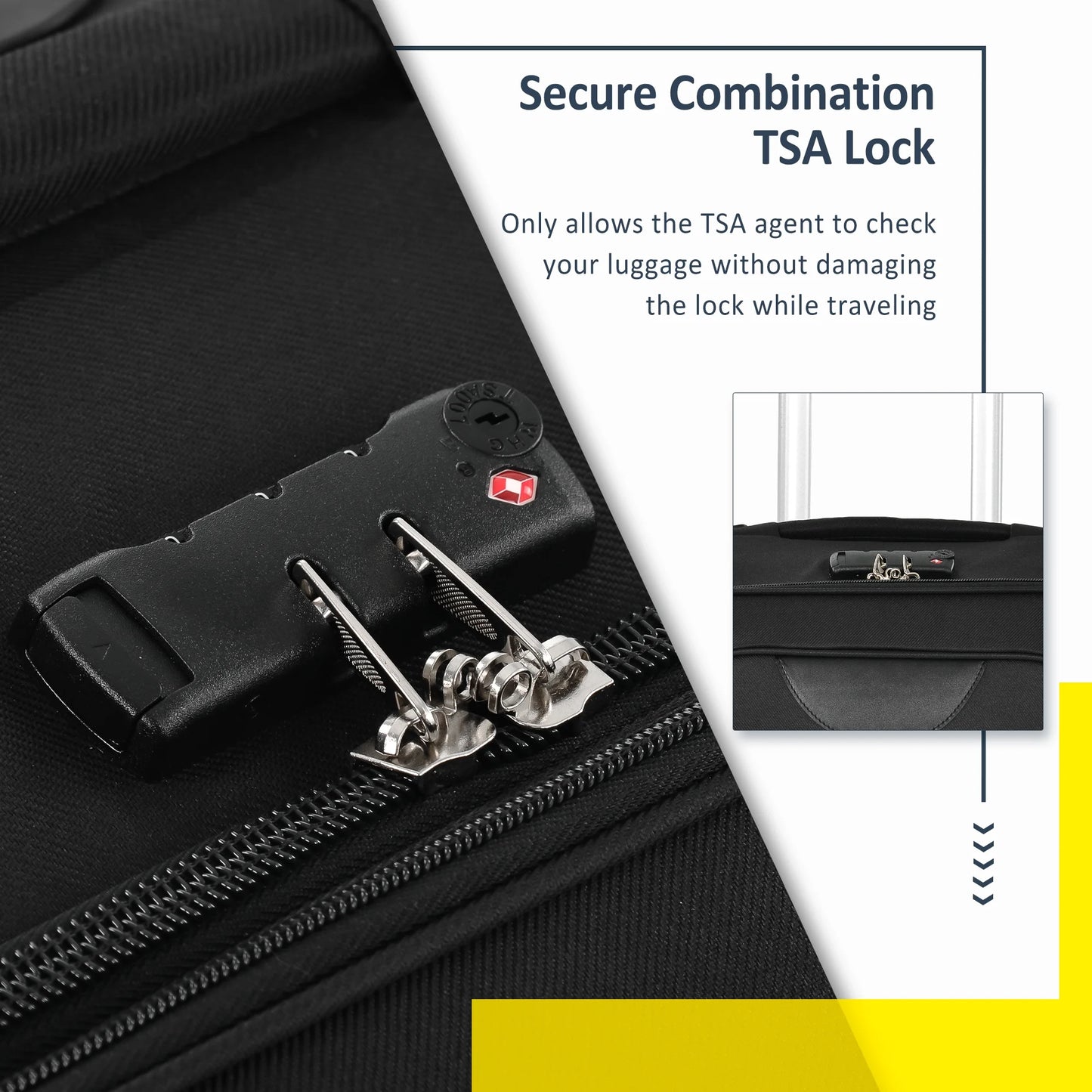 EUROCO 3 Piece Softside Luggage Set,Expandable Suitcase Set with TSA Lock and Spinner Wheels,Lightweight Suitcase for Men Women(20",24",28"),Black