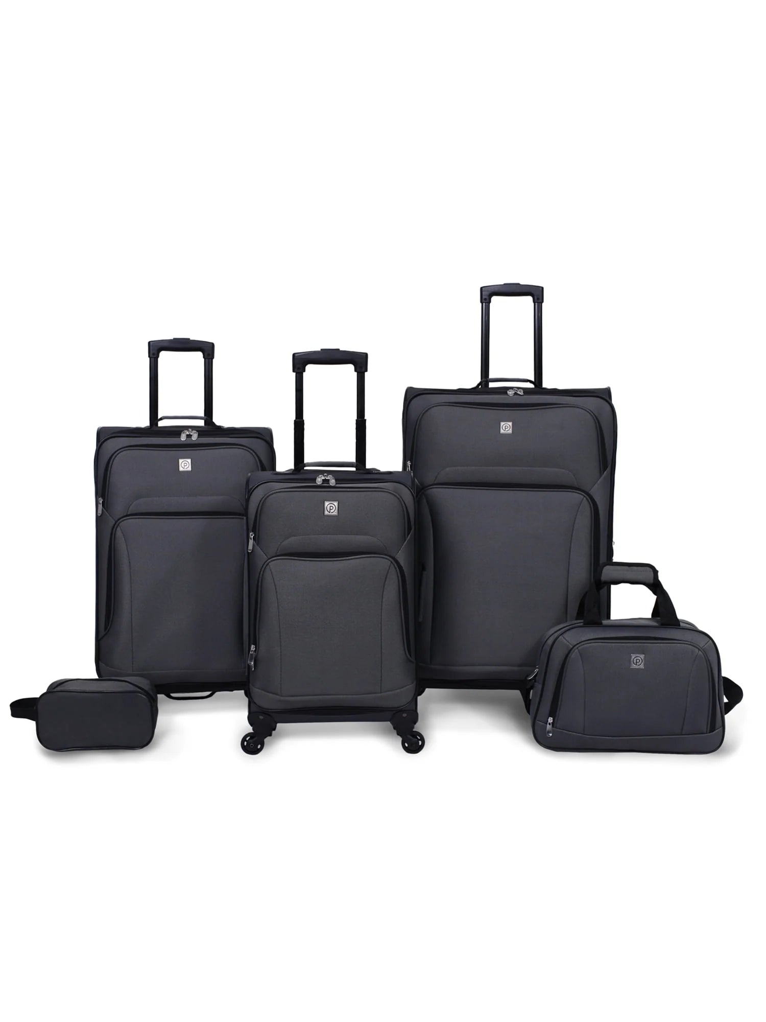Protege 5 Pc Spinner Luggage Set With 28" & 24" Check Bags, 20" Carry-on, Gray