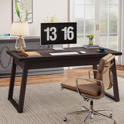 Executive Desk, 55 Inches Solid Wood Computer Desk with Drawer for Home Office