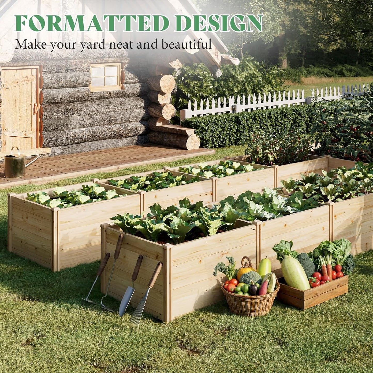 Jocisland Wooden Raised Garden Bed for Outdoor, Deep Large Planter Box for Gardening, Vegetables, Flowers, Herbs8°6°2FT